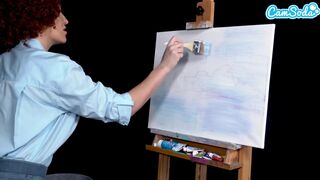 Ryan Keely Bob Ross jelmezben vadul felhevül a festésórán a nagy mellű milf